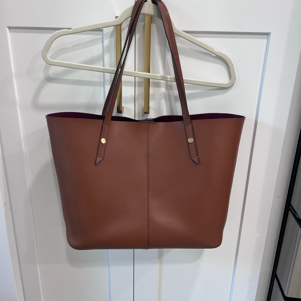 J Crew Devon Bonded Leather Tote in Brown